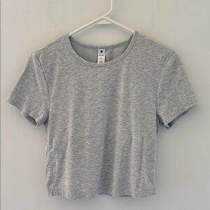 Yogalicious Heather Gray Stretchy/ Built in Bra-Crop Top Size L